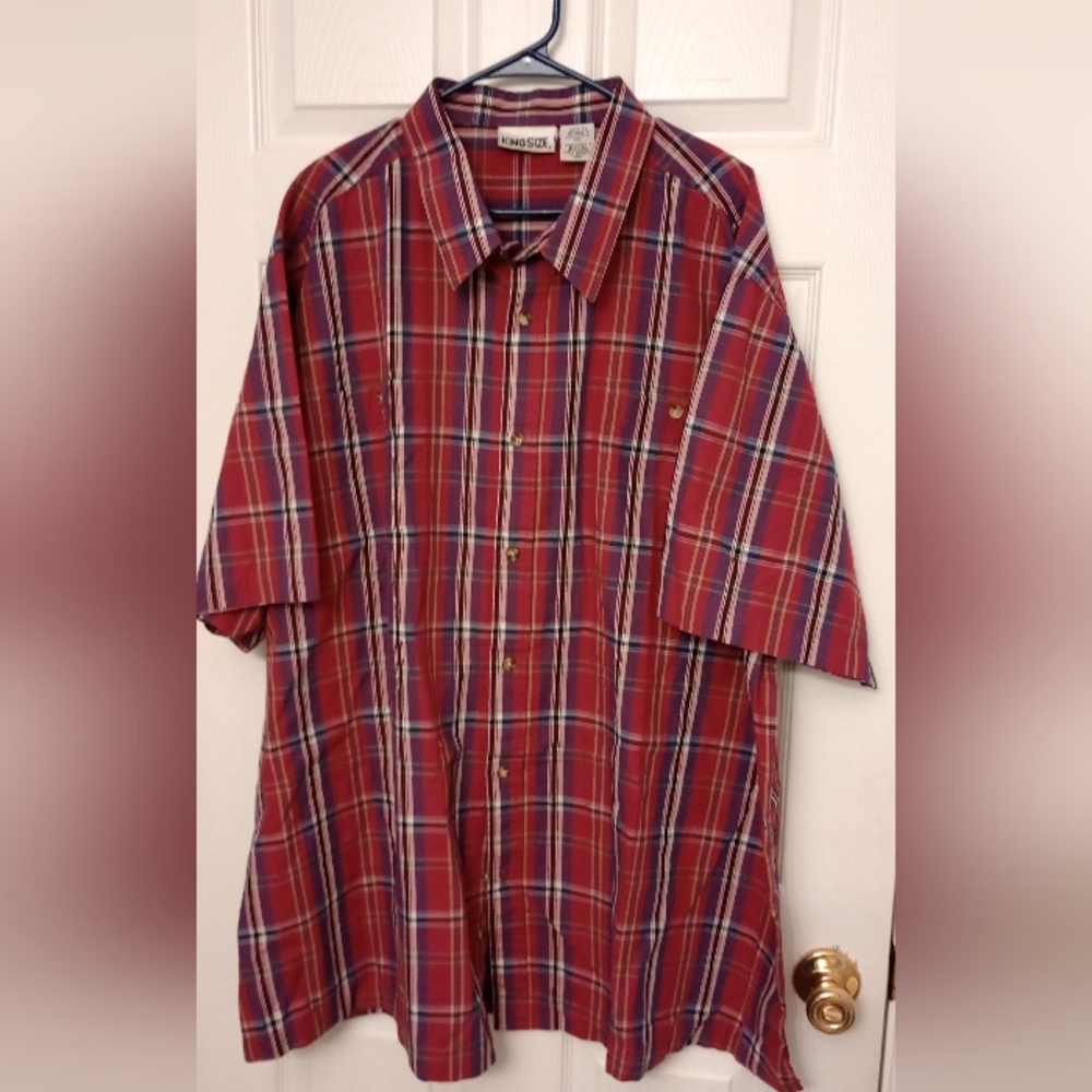 King Size Red and Blue Plaid Casual Shirt